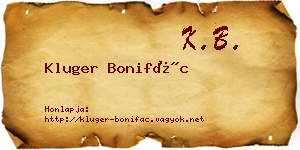 Kluger Bonifác névjegykártya